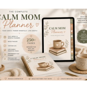 calm mom planner | digital parenting planner for moms of toddlers | goodnotes planner | printable pdf