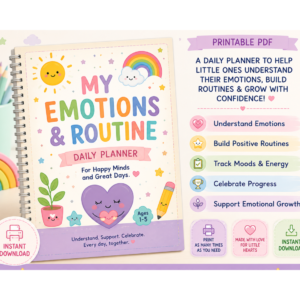 kids emotion tracker printable pdf | emotional weather planner | toddler feelings journal | daily routine chart