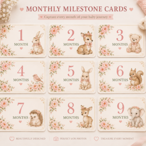 pregnancy milestone cards bundle | monthly pregnancy cards | baby bump photo props | printable milestone cards