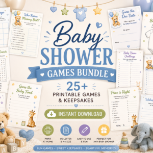 baby shower games bundle printable | baby bingo | predictions cards | instant download | a4 us letter