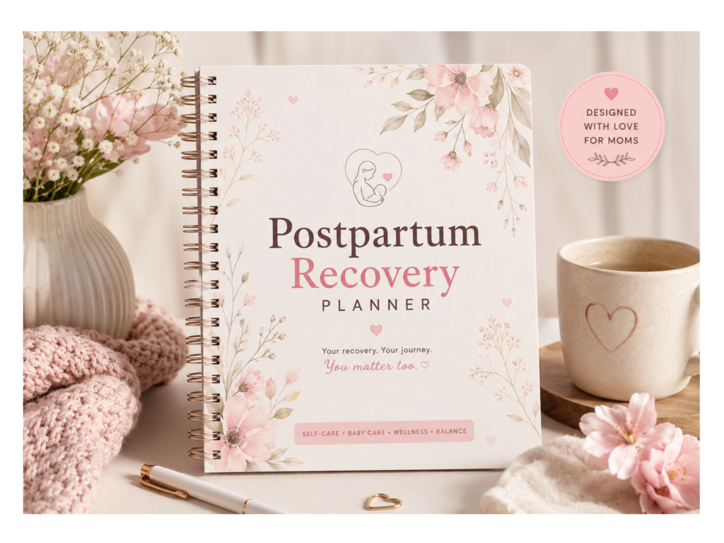 postpartum recovery planner printable pdf | postpartum journal & baby tracker | breastfeeding log | new mom self care planner | a4 download