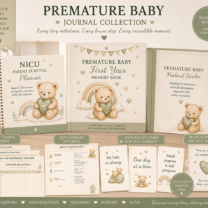 premature baby journal bundle | nicu baby memory book | nicu parent survival planner | growth tracker | 140 pages pdf