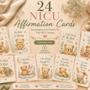 nicu affirmation cards printable | 24 nicu encouragement cards pdf | nicu parent support | instant download