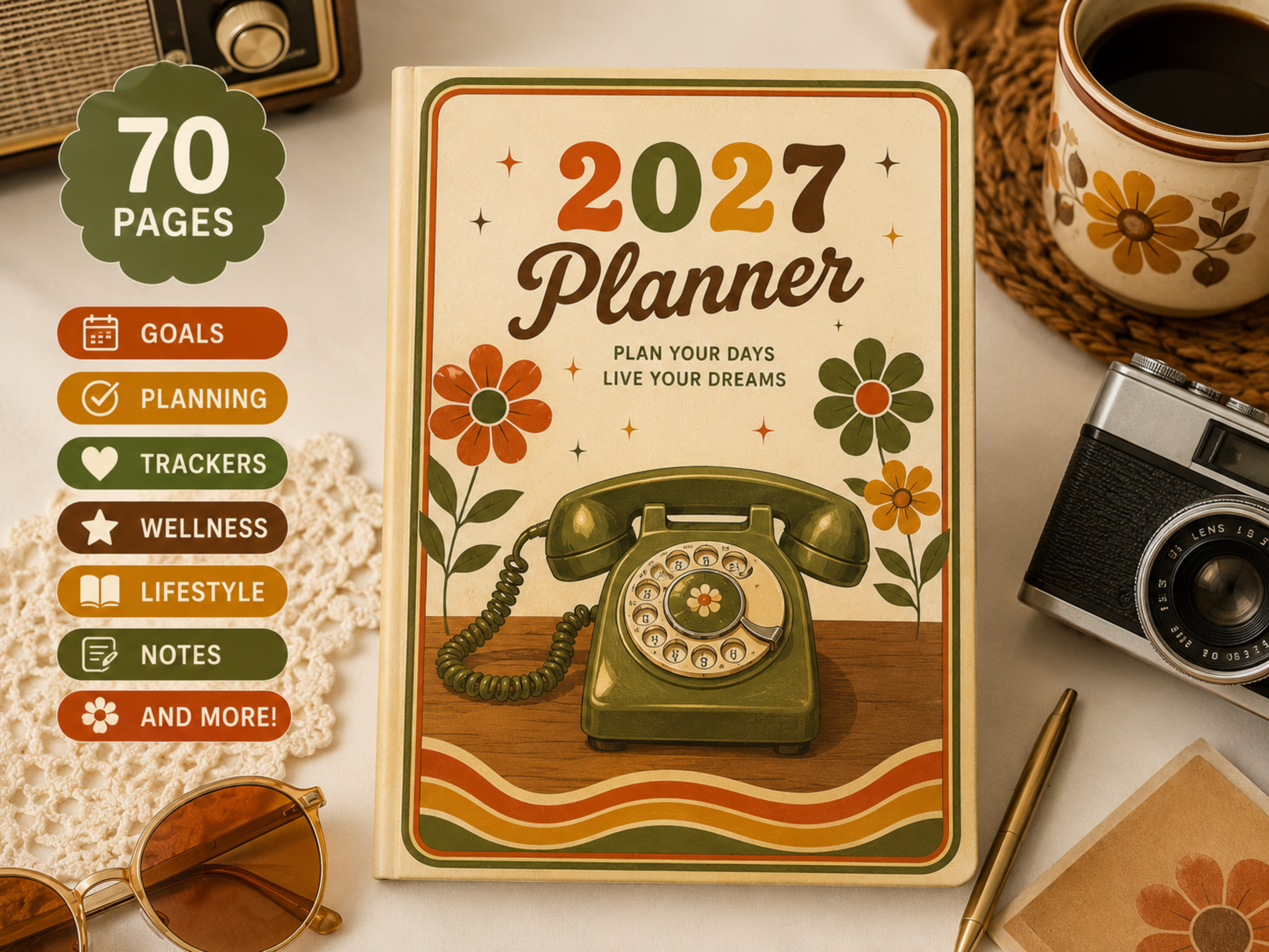mockup 2027 calendar vintage