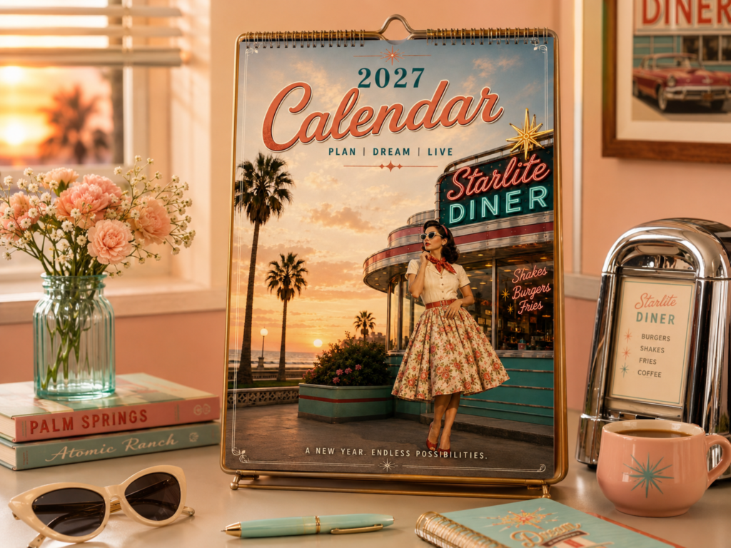 mockup 2027 retro calendar