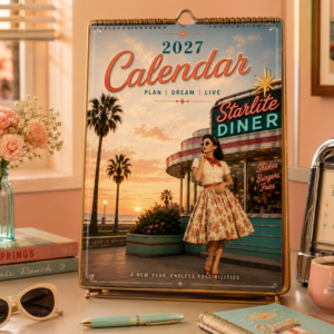 mockup 2027 retro calendar