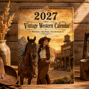 mockup vintage western calendar