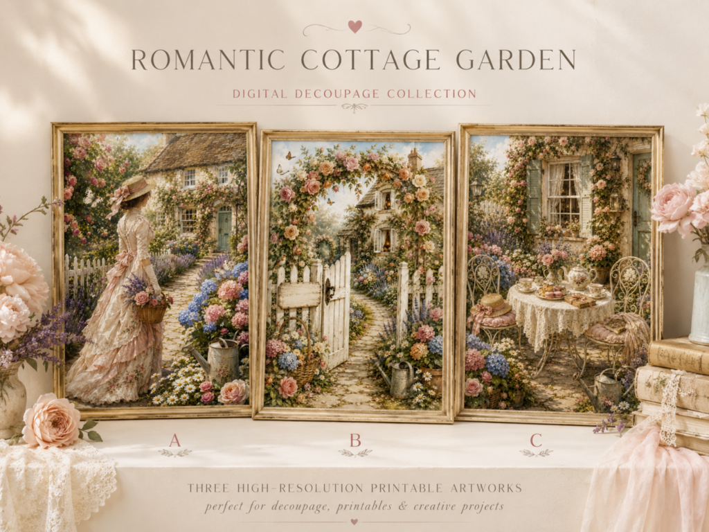 mockup romantic cottage garden