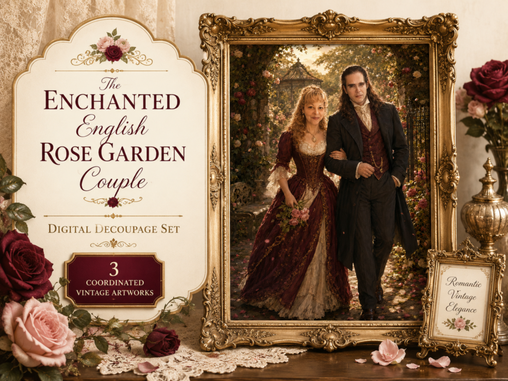 mockup victorian rose garden digital