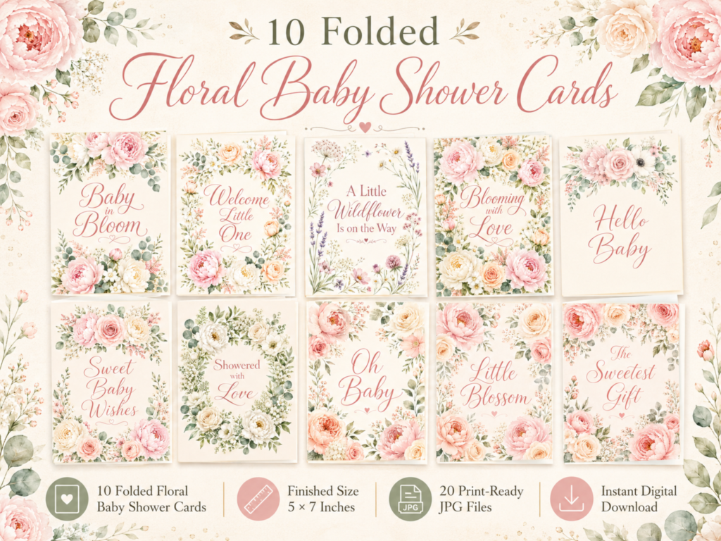 mockup floral baby shower card