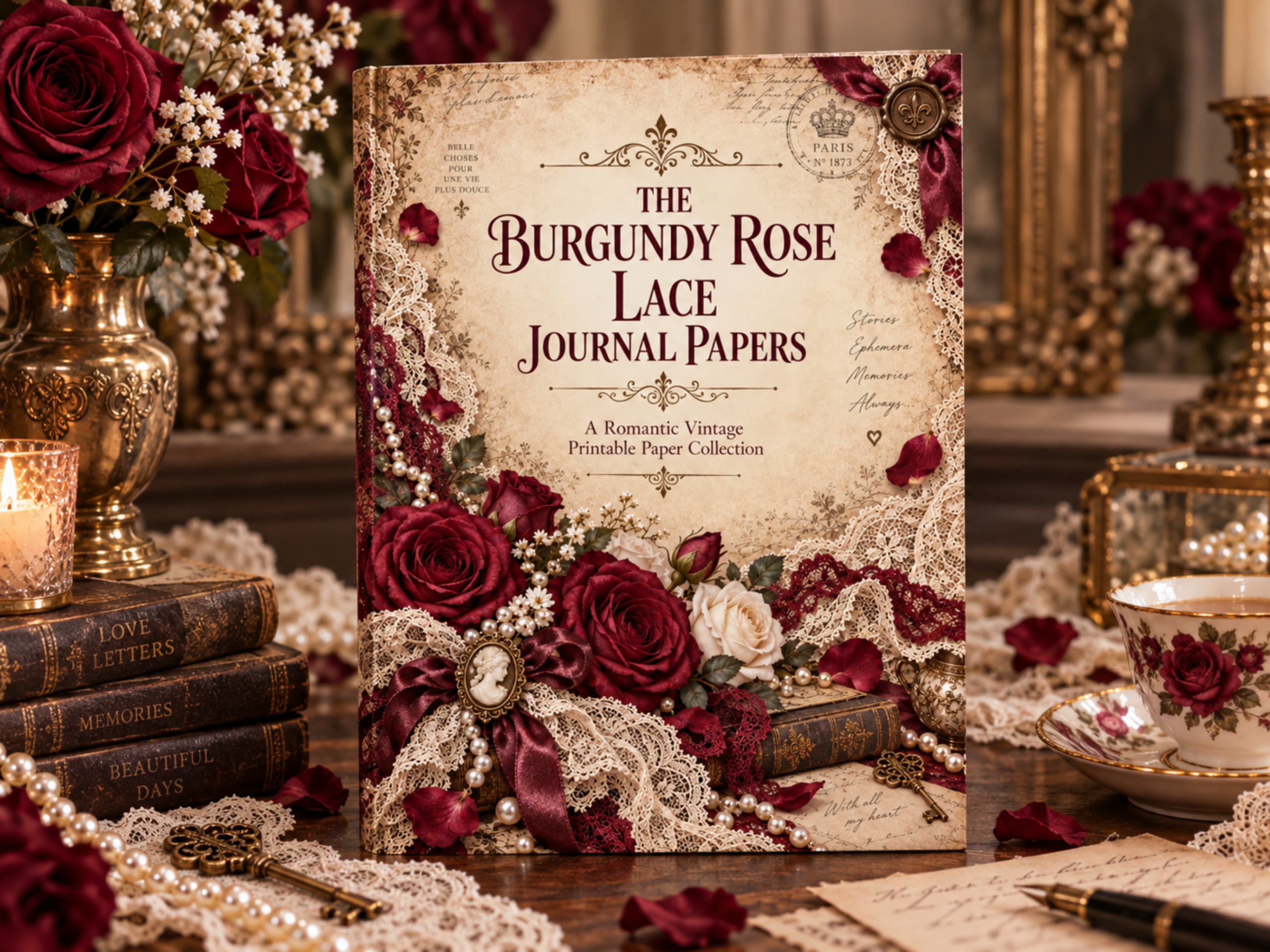 mockup the burgundy rose lace journal mockup the burgundy rose lace journal