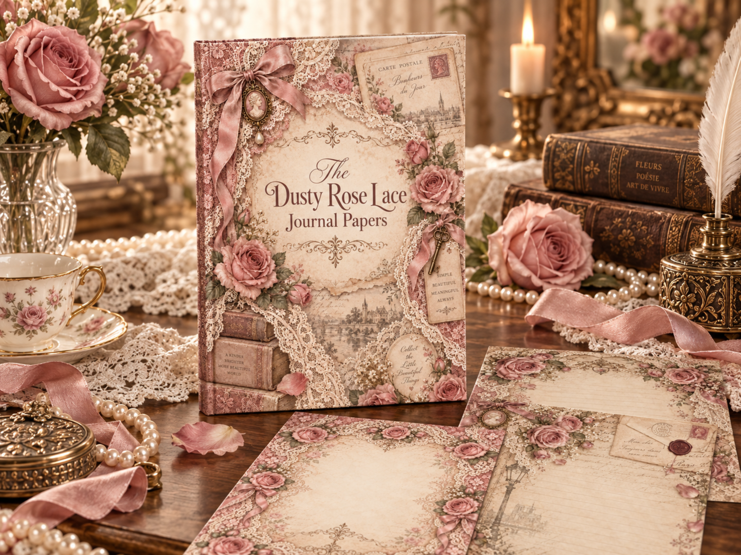 mockup the dusty rose lace journal papers (8) mockup the dusty rose lace journal papers (8)